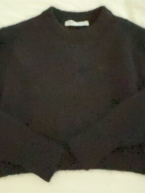 Zara Black Cropped Crewneck Sweater